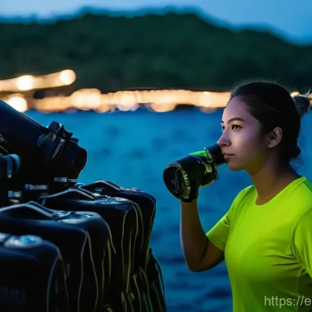 다이빙 강사 직업의 장단점 - **Prompt:** A dedicated female dive instructor, in her late 20s, wearing a practical quick-dry t-shi...