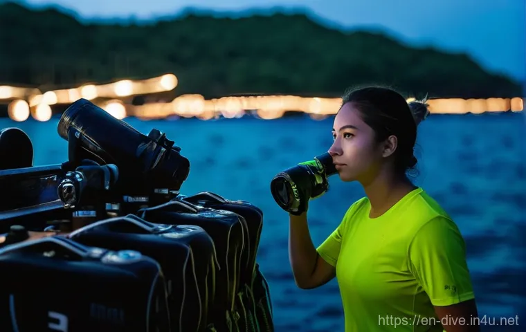 다이빙 강사 직업의 장단점 - **Prompt:** A dedicated female dive instructor, in her late 20s, wearing a practical quick-dry t-shi...