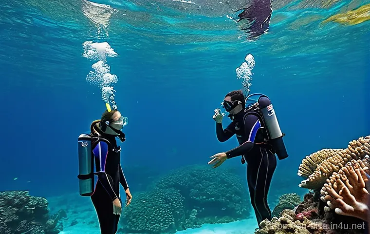 다이빙 강사 직업의 장단점 - **Prompt:** A dedicated female dive instructor, in her late 20s, wearing a practical quick-dry t-shi... 다이빙 강사 직업의 장단점 - **Prompt:** A dedicated female dive instructor, in her late 20s, wearing a practical quick-dry t-shi...