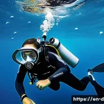 다이빙 강사 추천 서적 및 교재 - A professional scuba diving instructor demonstrating buoyancy control techniques underwater in a cle...
